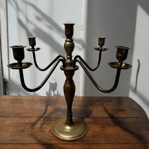 Vintage 14" Heavy Solid Brass 5-Light Candelabra 4 Rotating Swivel Arm Colonial
